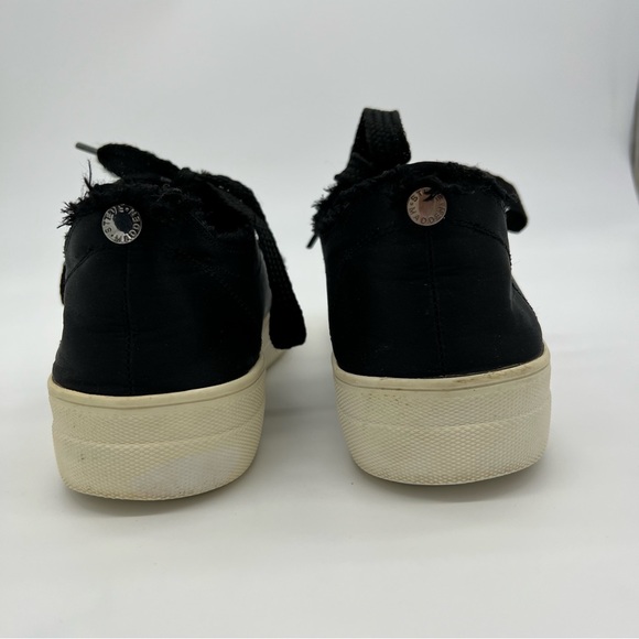 Steve Madden Greyla Black Platform Sneakers US 10M Frayed Canvas Shoes - Picture 6 of 9